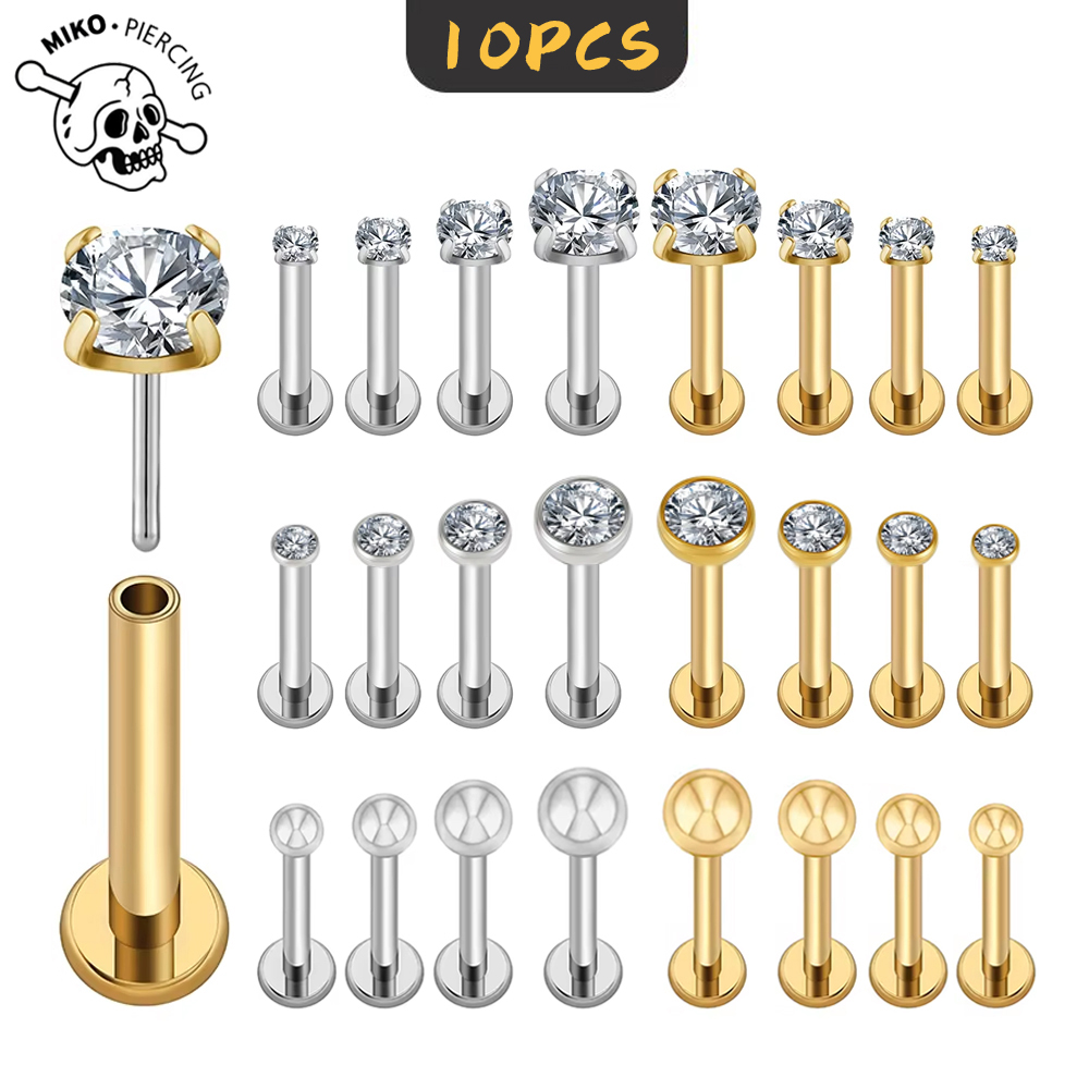 Belly Bar Titanium - 10pcs G23 Titanium 20/18/16g Piercing 2/2.5/3/4mm