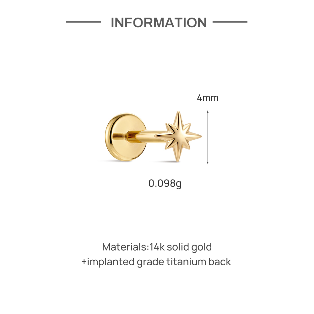 CANNER 1PC 14K Solid Gold Eigh - огляд і ціна Body Jewelry Hypoallergenic