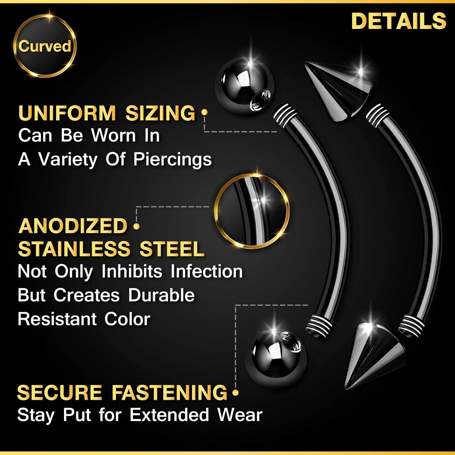 32pc/set Surgical Steel Curved - огляд і ціна Rook Curved Barbell
