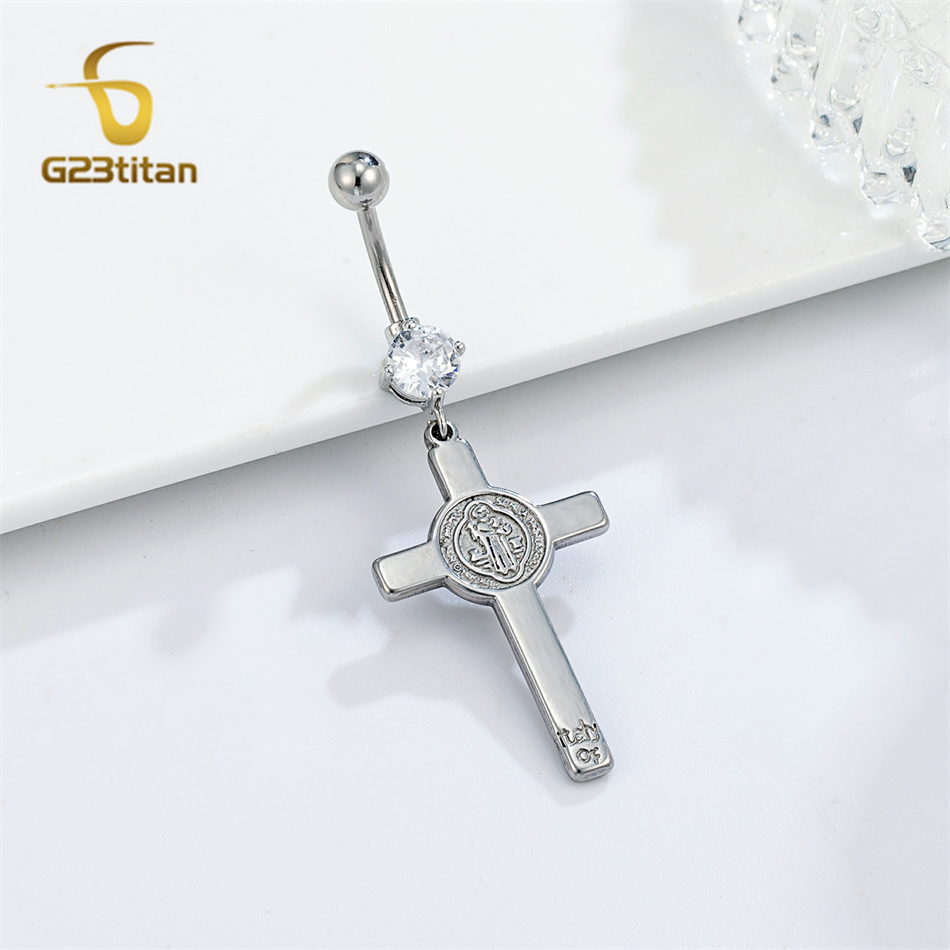 Antique Silver Cross Charms Be - огляд і ціна Belly Bar Titanium