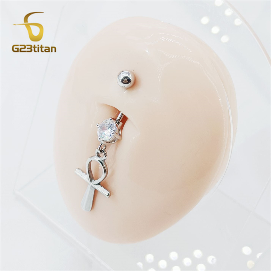 Antique Silver Cross Charms Be - огляд і ціна Belly Bar Titanium