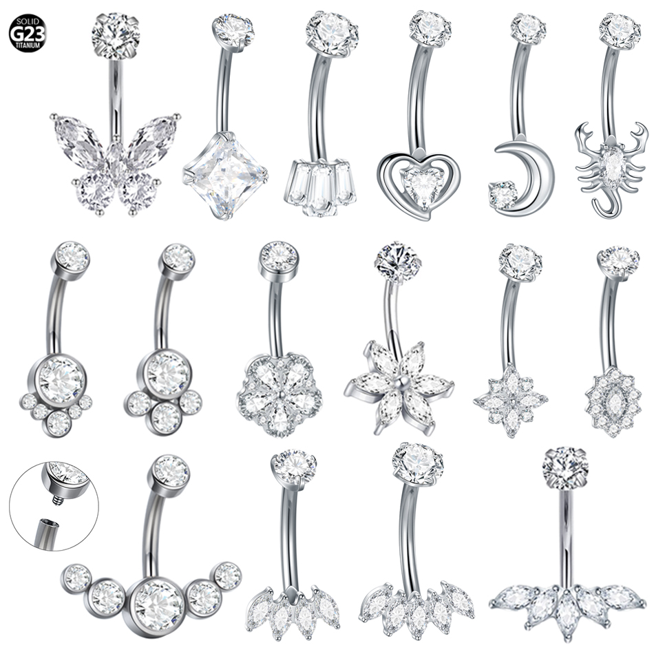 1Pc Titanium Zircon Belly Ring - огляд і ціна Belly Bar Titanium