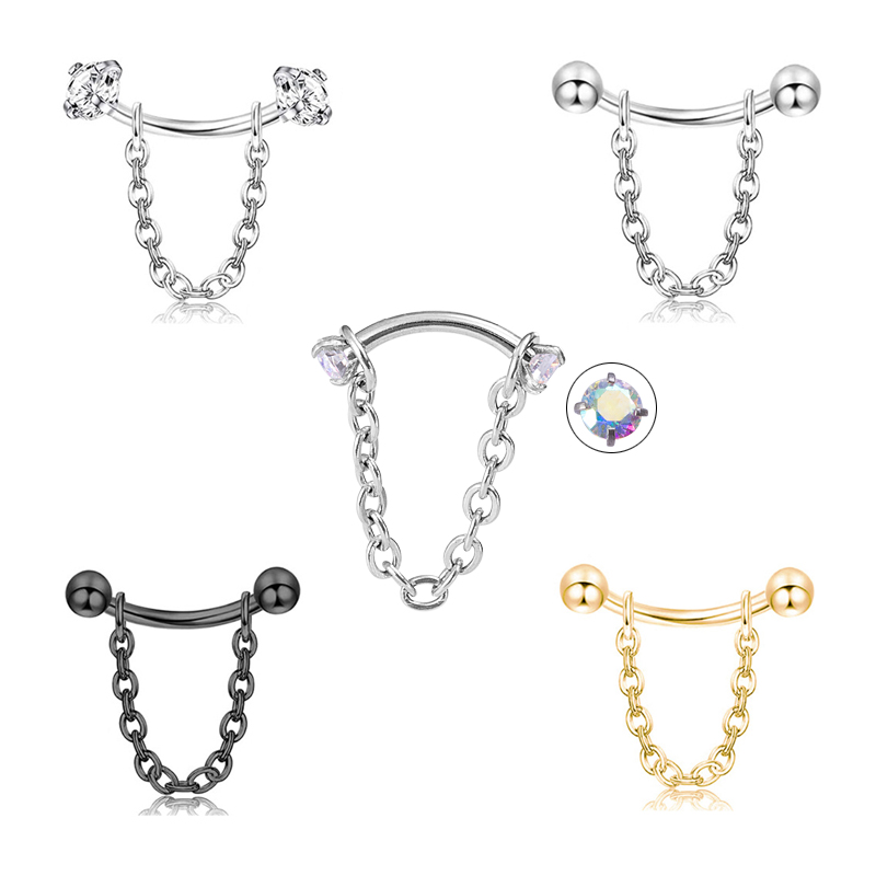 1pc Zircon Ball Cone Eyebrow P - огляд і ціна Rook Curved Barbell