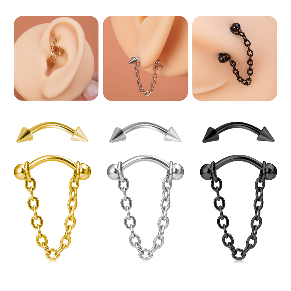 1pc Zircon Ball Cone Eyebrow P - огляд і ціна Rook Curved Barbell