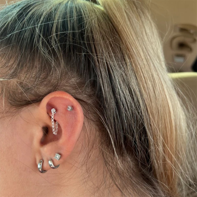 1pc Zircon Ball Cone Eyebrow P - огляд і ціна Rook Curved Barbell