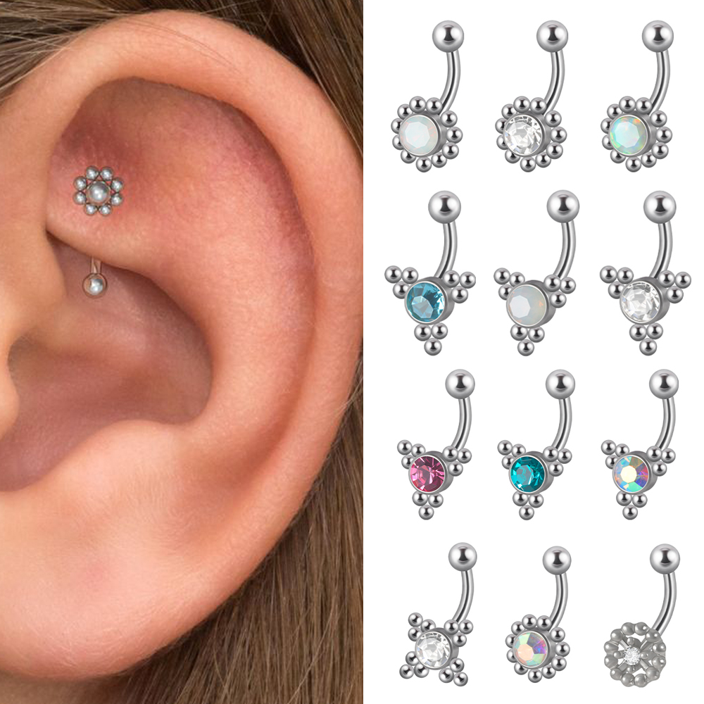 1PC G23 TItanium 16G Crystal R - огляд і ціна Rook Curved Barbell