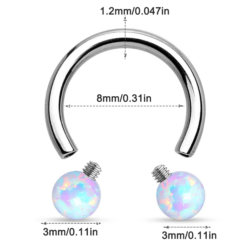 Surgical Steel Opal Horseshoe  - огляд і ціна Rook Curved Barbell