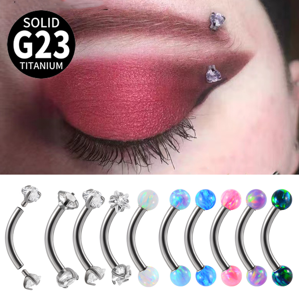 1PC G23 Titanium CZ Internally - огляд і ціна Rook Curved Barbell
