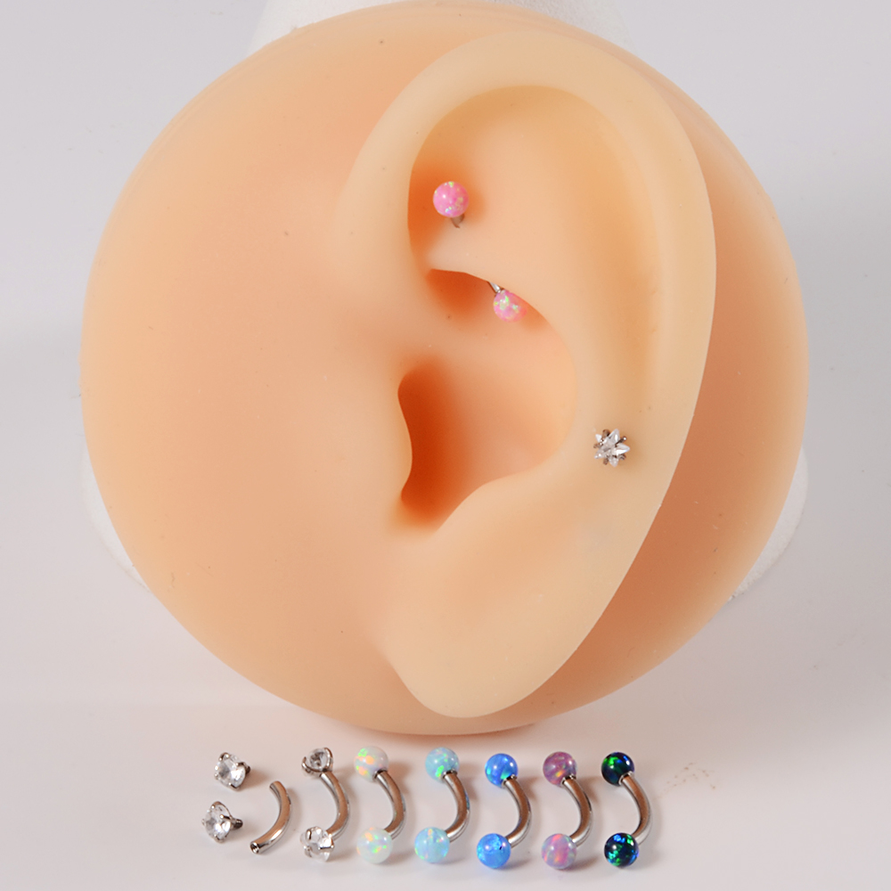 1PC G23 Titanium CZ Internally - огляд і ціна Rook Curved Barbell