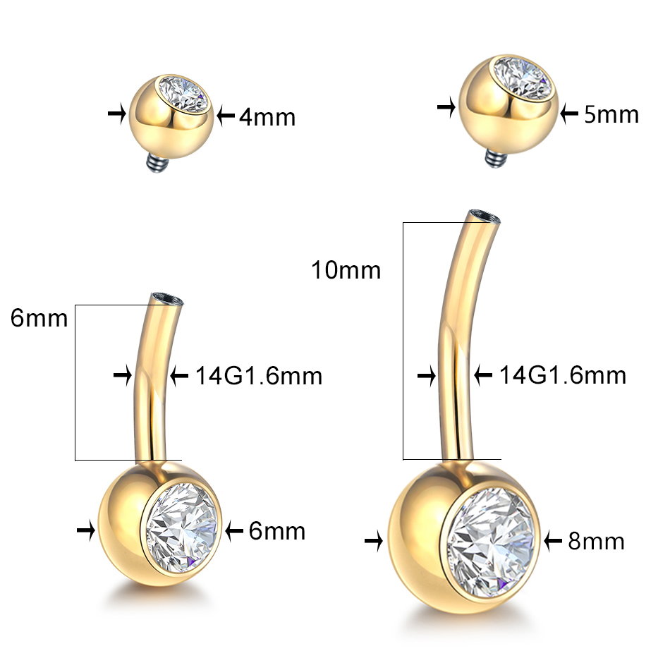 1PC G23 Titanium 14G Gold Colo - огляд і ціна Belly Bar Titanium