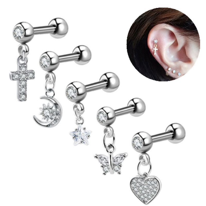 1PCS Moon Ear Cartilage Stud E - огляд і ціна Rook Curved Barbell