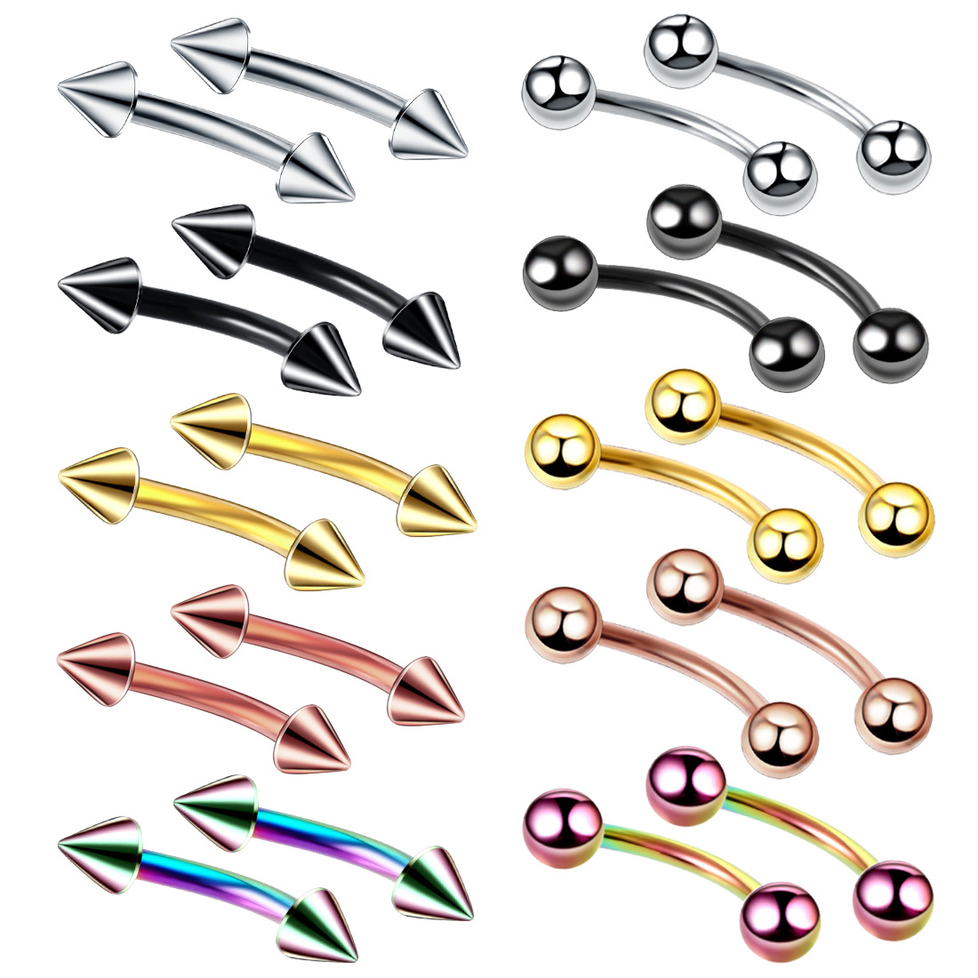 20pc/set Steel Eyebrow Banana  - огляд і ціна Rook Curved Barbell
