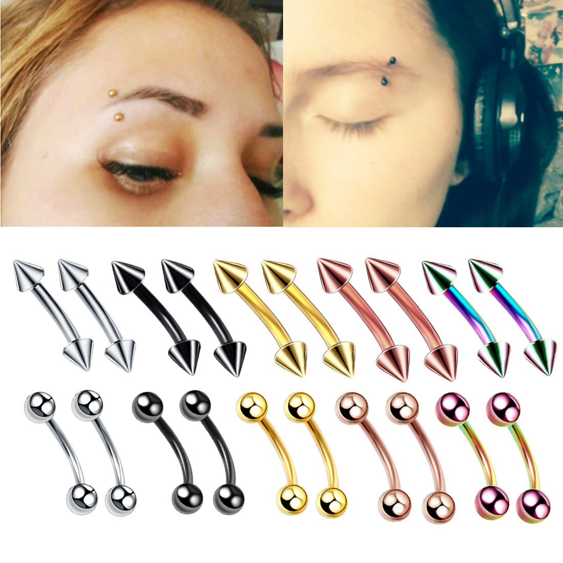 20pc/set Steel Eyebrow Banana  - огляд і ціна Rook Curved Barbell