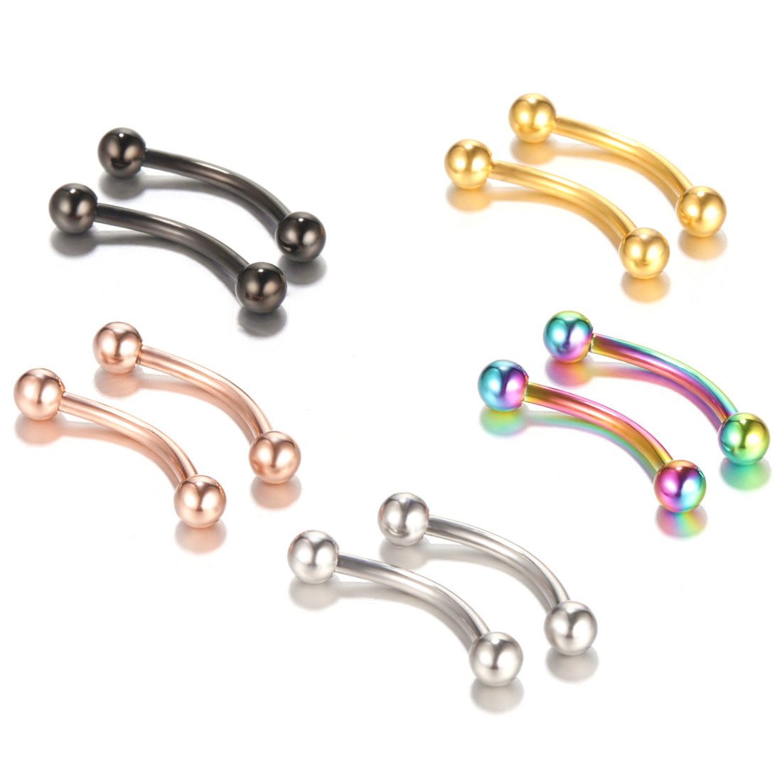 20pc/set Steel Eyebrow Banana  - огляд і ціна Rook Curved Barbell