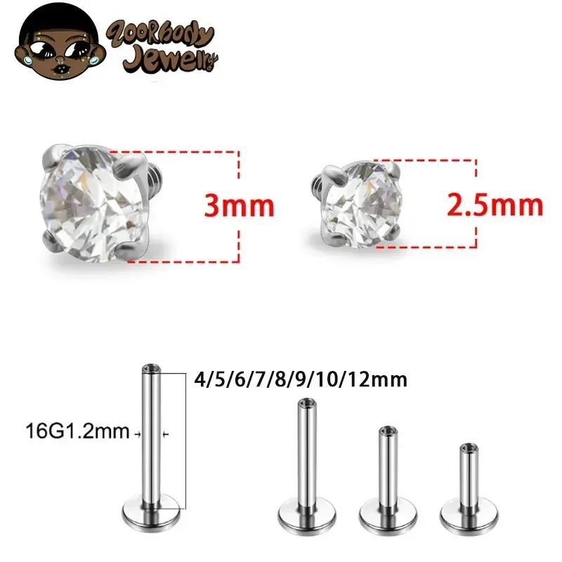 1Pcs G23 Titanium Piercing CZ  - огляд і ціна Belly Bar Titanium