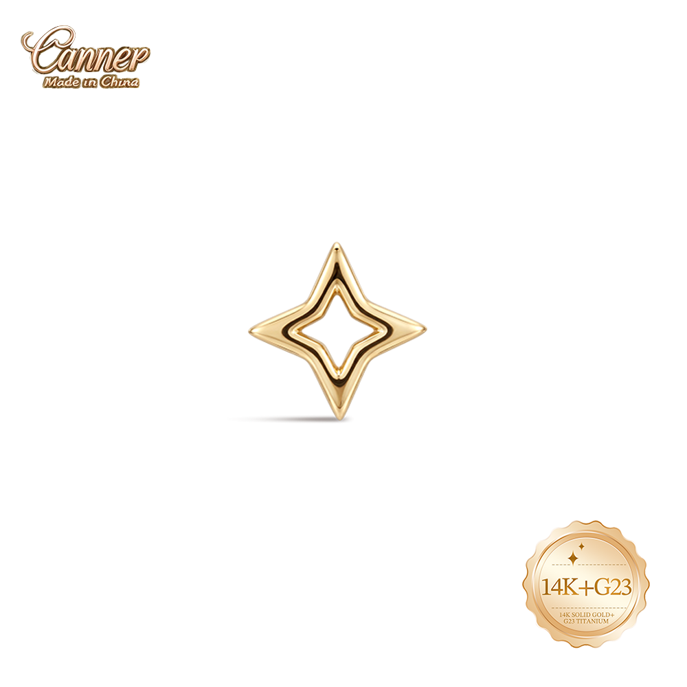 CANNER 14K Solid Gold Hollow S - огляд і ціна Body Jewelry Hypoallergenic
