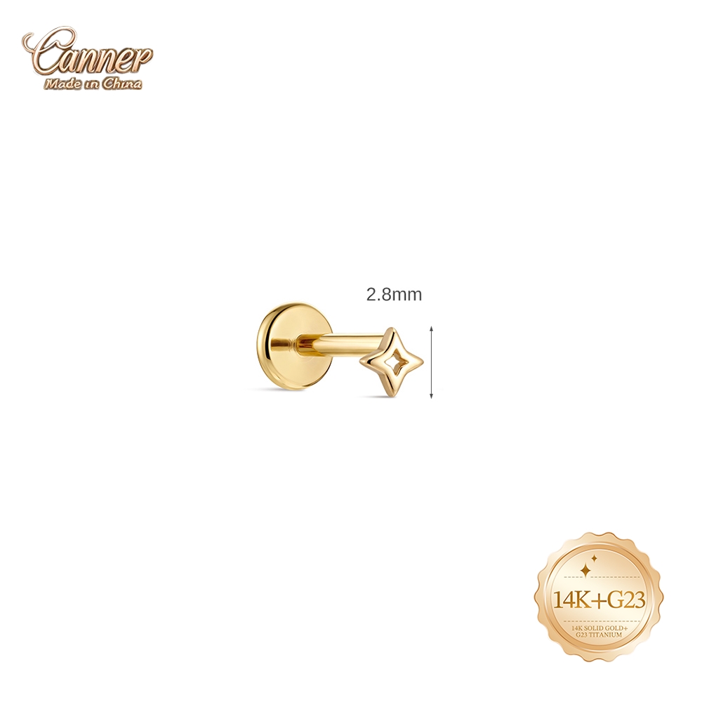 CANNER 14K Solid Gold Hollow S - огляд і ціна Body Jewelry Hypoallergenic