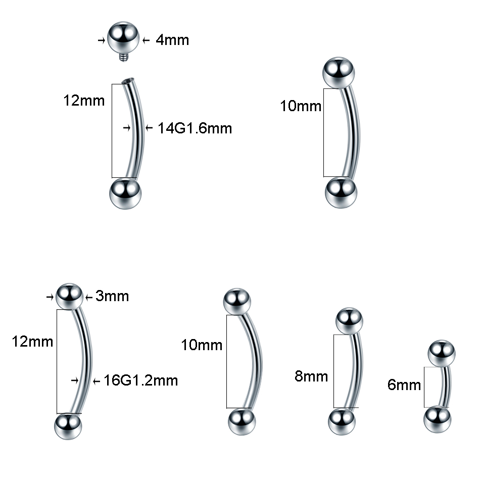 10Pcs/lot G23 Titanium Eyebrow - огляд і ціна Rook Curved Barbell