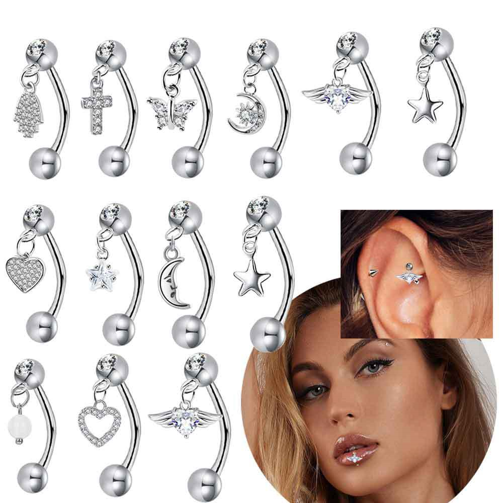 1PCS Butterfly Dangle Eyebrow  - огляд і ціна Rook Curved Barbell