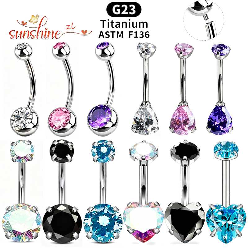 1PC G23 Titanium Zircon Gem Cu - огляд і ціна Belly Bar Titanium