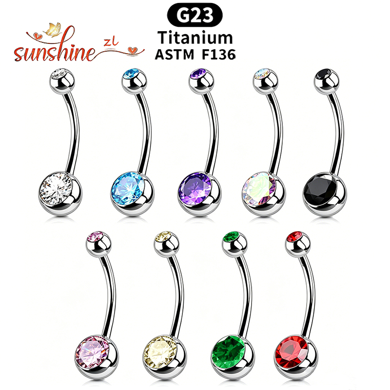 1PC G23 Titanium Zircon Gem Cu - огляд і ціна Belly Bar Titanium