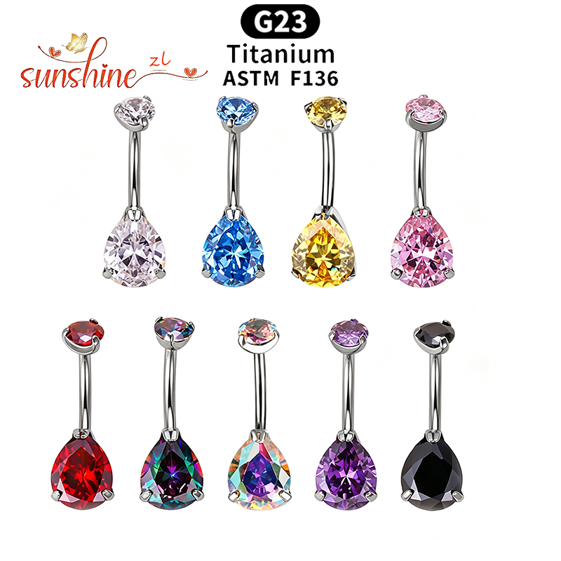 1PC G23 Titanium Zircon Gem Cu - огляд і ціна Belly Bar Titanium
