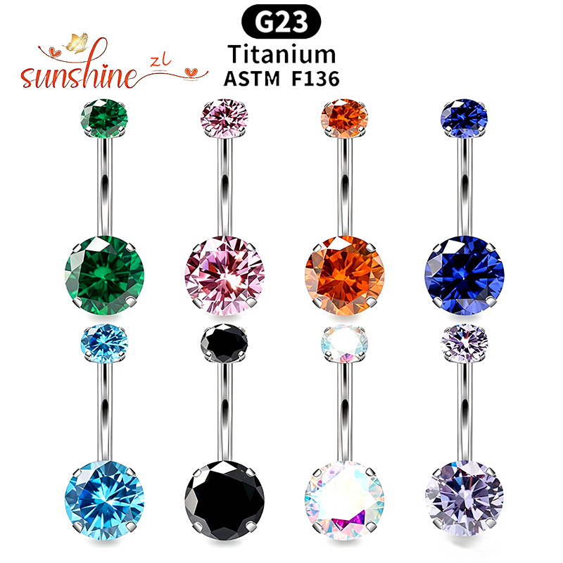 1PC G23 Titanium Zircon Gem Cu - огляд і ціна Belly Bar Titanium
