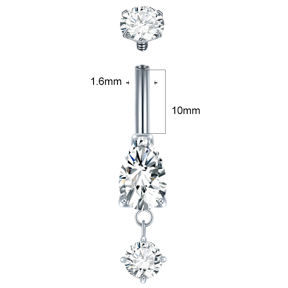 1/5PCS Titanium Crystal Zircon - огляд і ціна Belly Bar Titanium