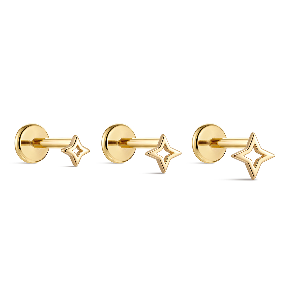 ROXI 1PC 5/6/8mm 14K Solid Gol - огляд і ціна Body Jewelry Hypoallergenic